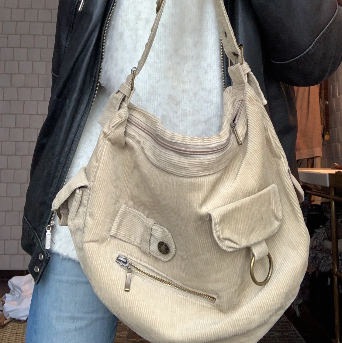 Beige Manchester väska