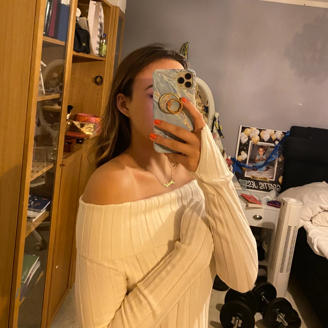 Offshoulder tröja vit 