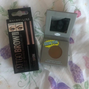 tattoo brow och brow pow  - Helt oanvända ögonbrynsprodukter, tattoo brow från maybelline new york i dark brown (60 kr + 11 kr frakt) brow pow från the balm i light brown (80 kr ++ 11 kr frakt)