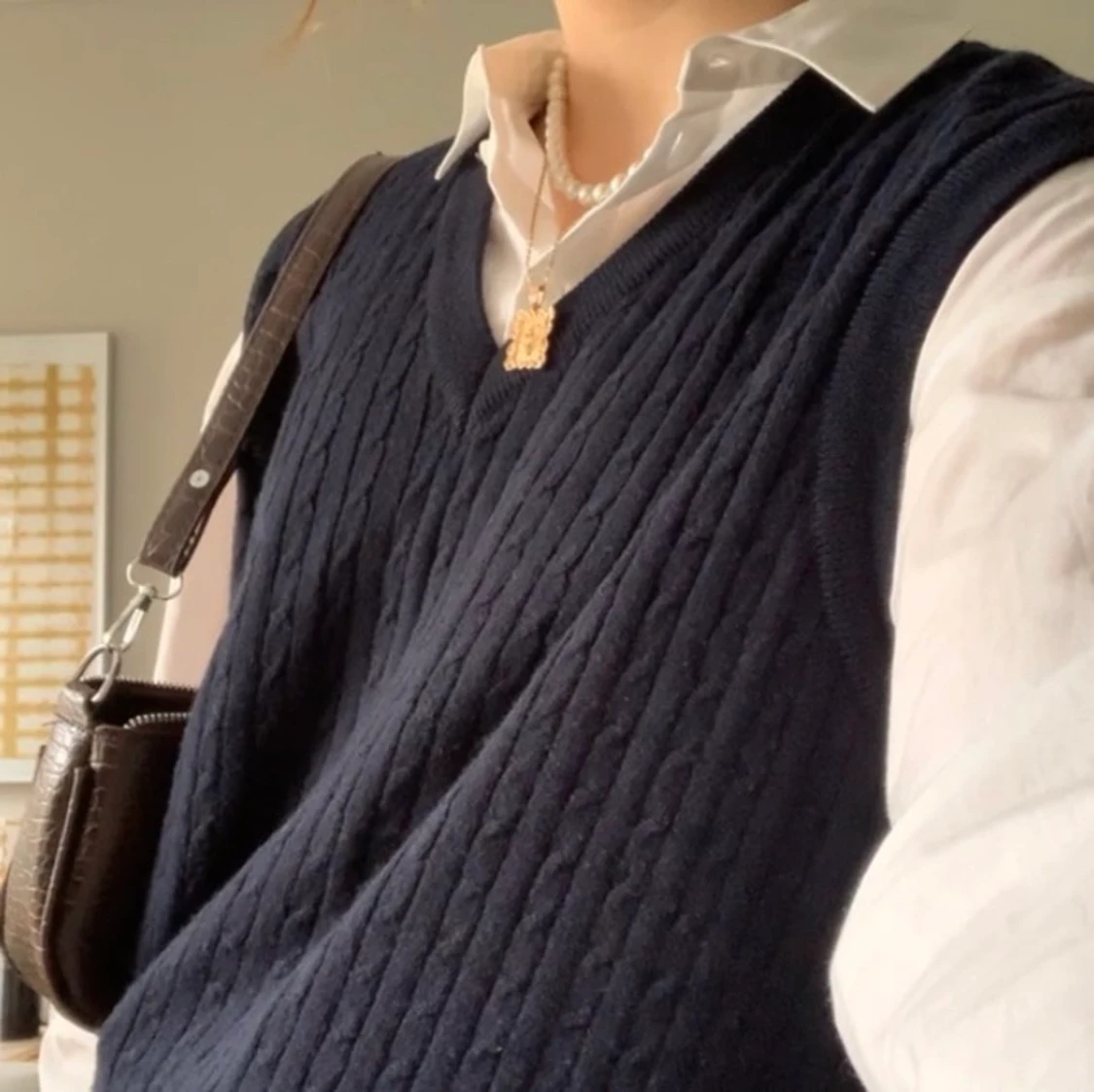 marinblå ribbad väst✨🌻☀️ - 91