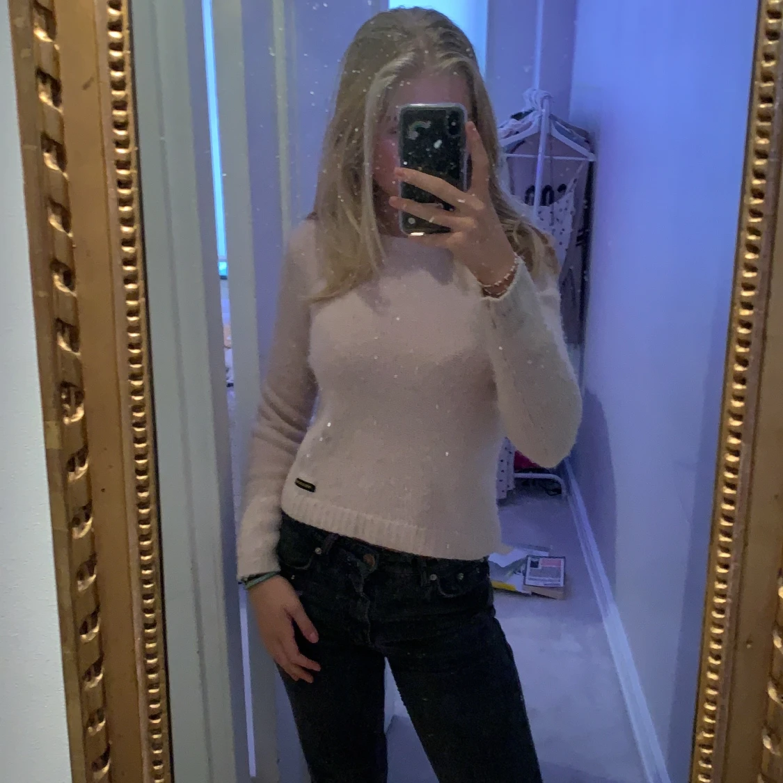 Rosa stickad tröja  - 90