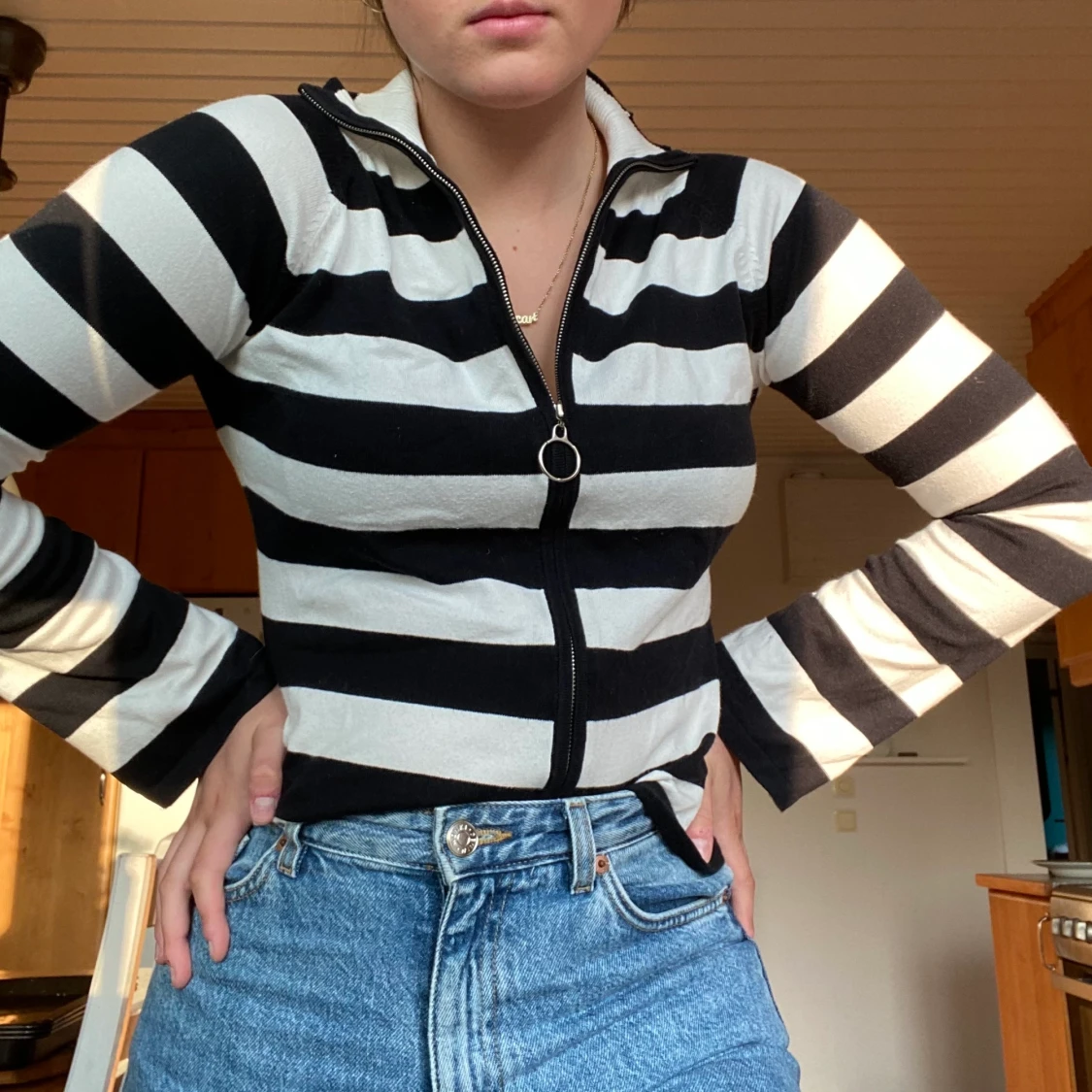 randig zip up topp - 90