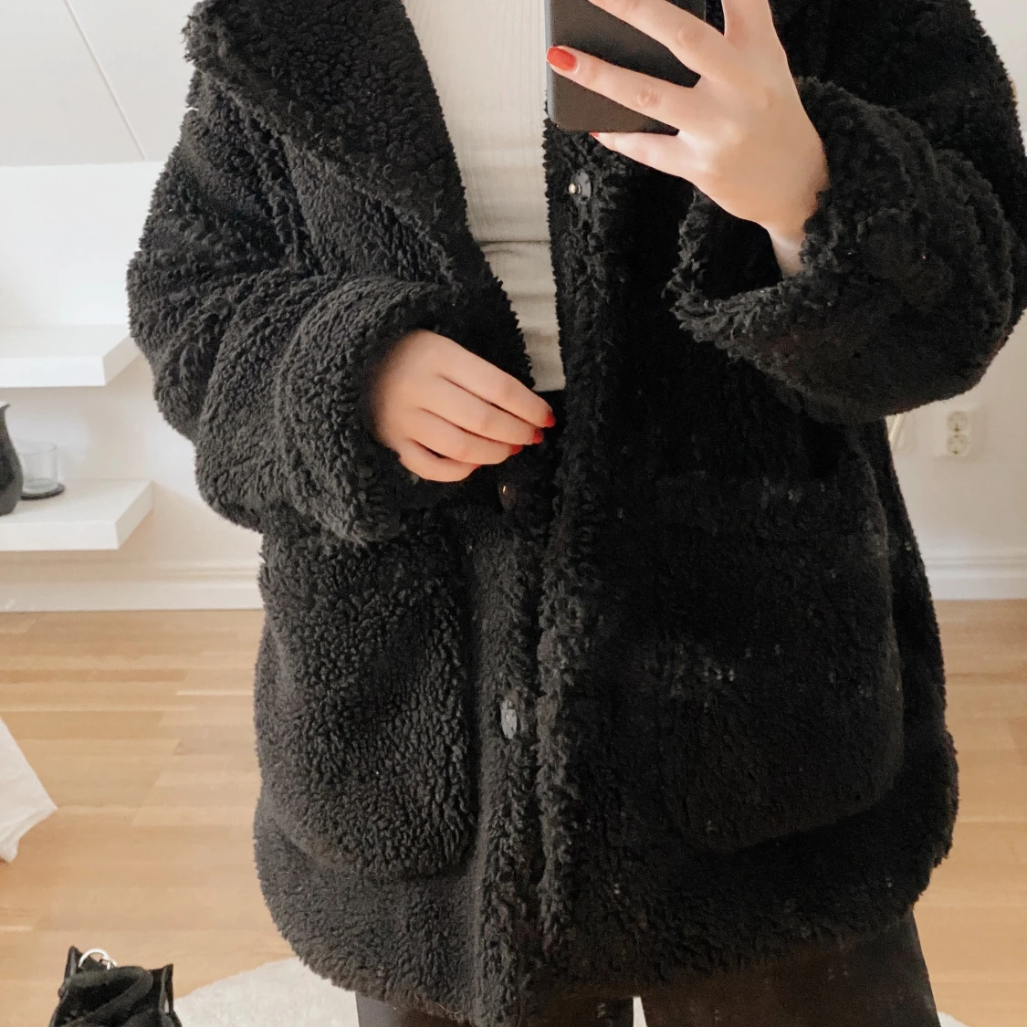 Svart teddyjacka - 90