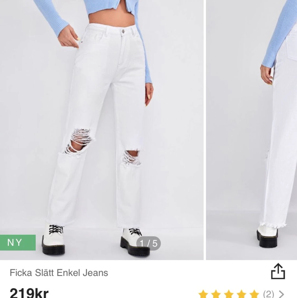 Vita jeans med hål helt oanvända