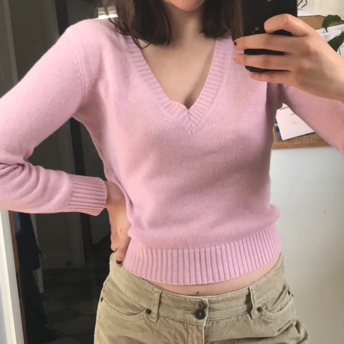 Rosa stickad tröja - 90