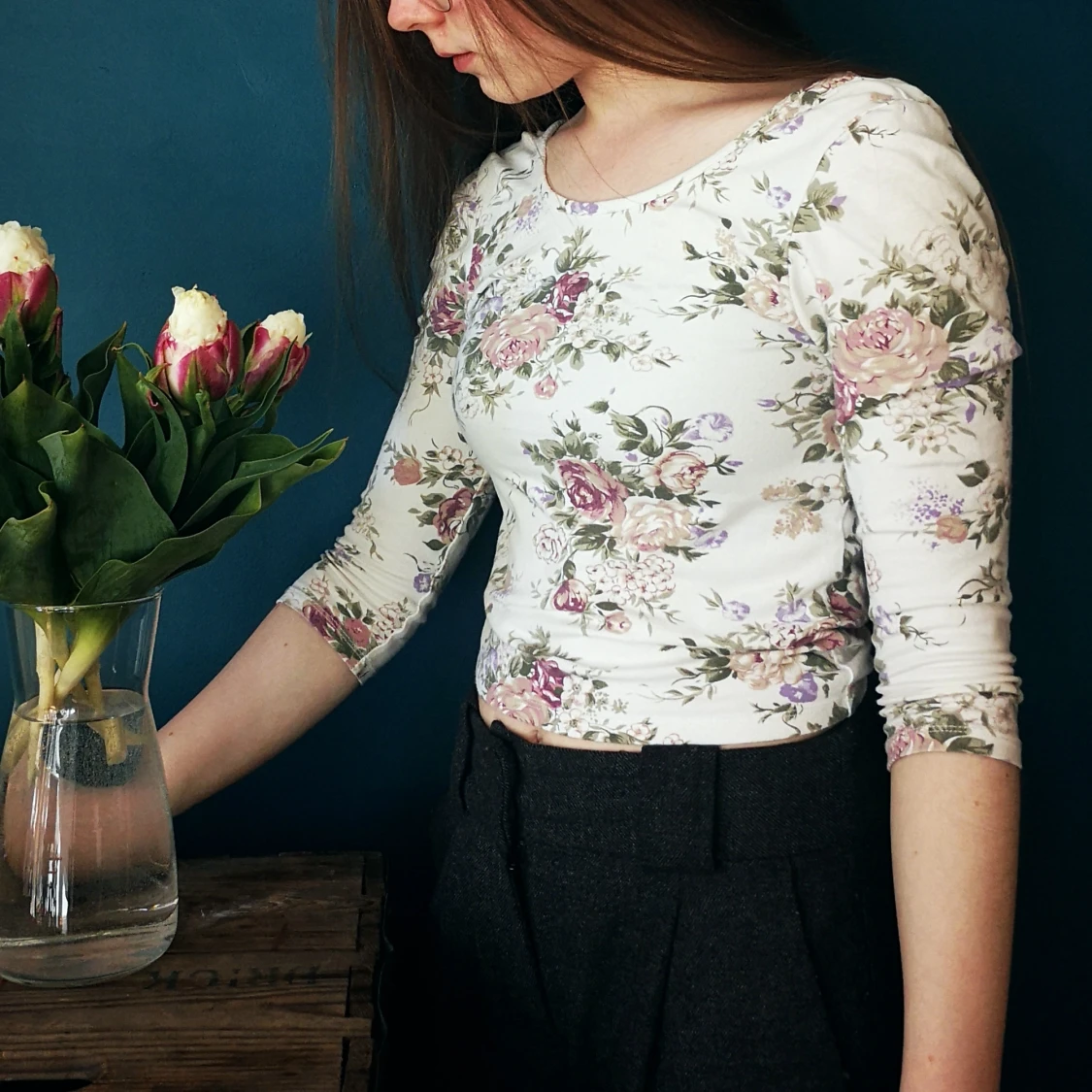 Blommig topp - 90