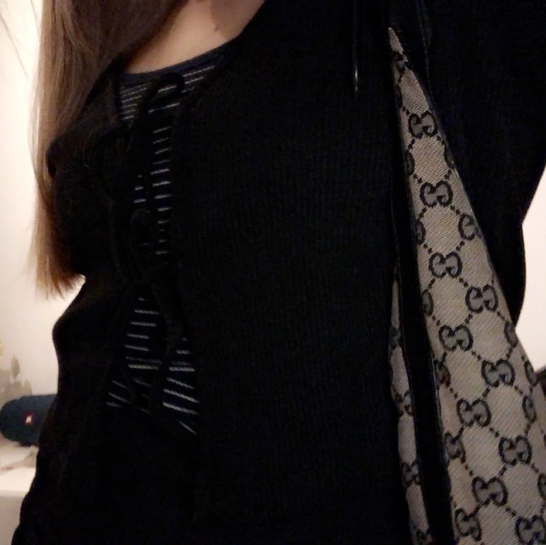 Svart tie front cardigan - 91