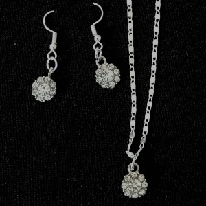 Set halsband + örhängen Blomma strass - Set halsband +örhängen med strass. Kedjan är 925 silverpläterad. Beställning via DM Tar Swish och Paypal Postas genast och skickar video/bild bevis. Säljer även via Instagram @emilysmycken. 