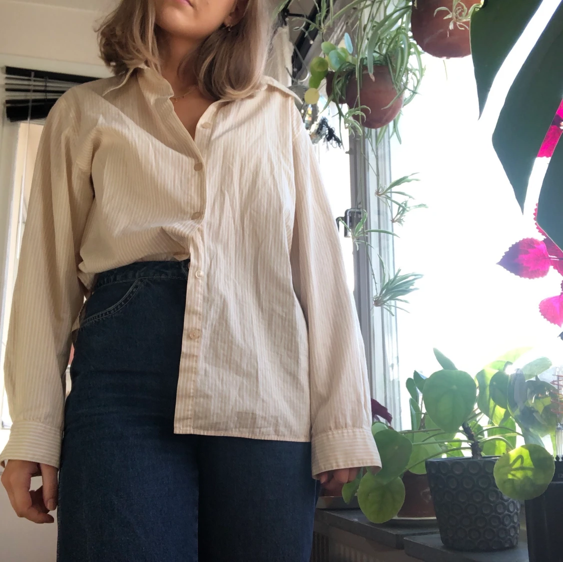 randig bomullsskjorta - 90