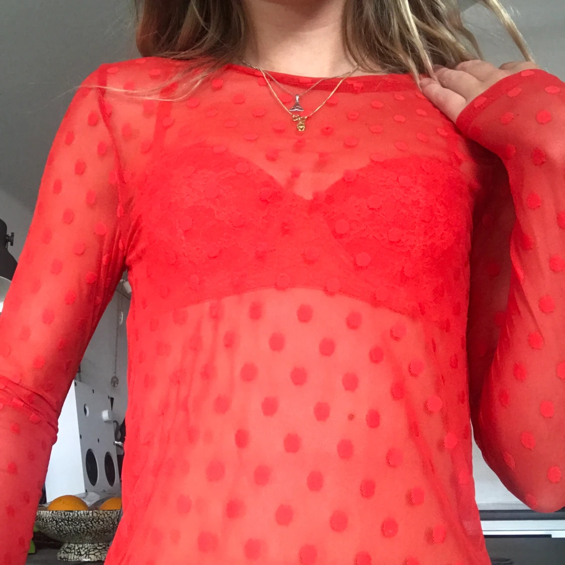 Röd mesh tröja  - 90