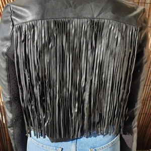 River Island black  jacket - Leather look jacket with fringe - from River Island - size 10/36