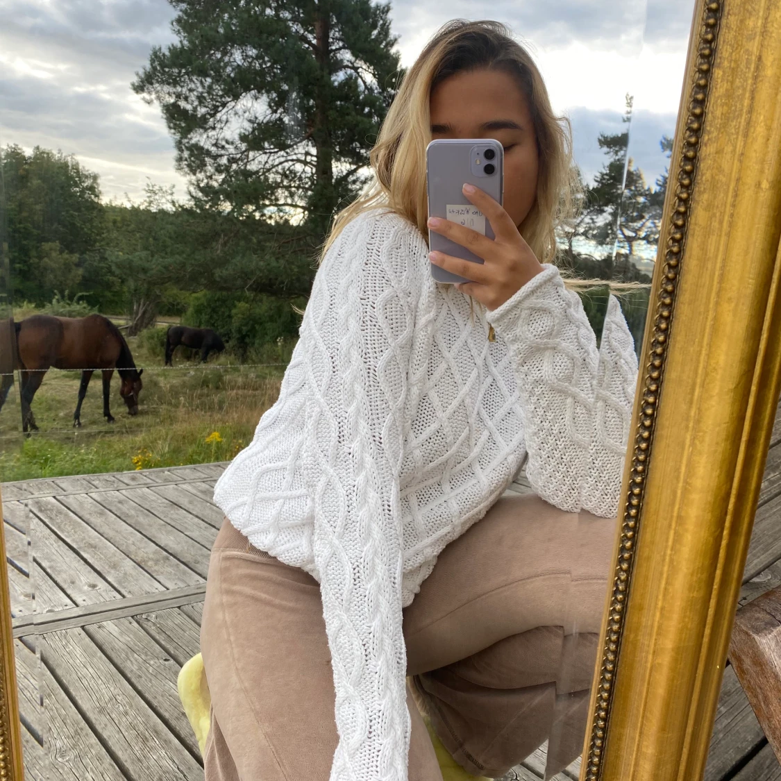 Vit stickad Gant tröja  - 90