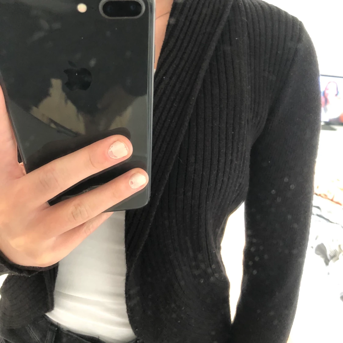 Svart stickad kofta - 91