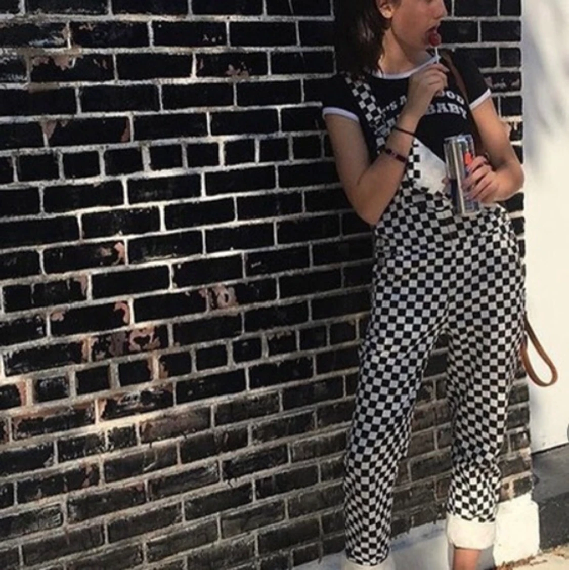 rutiga hängselbyxor  - 91