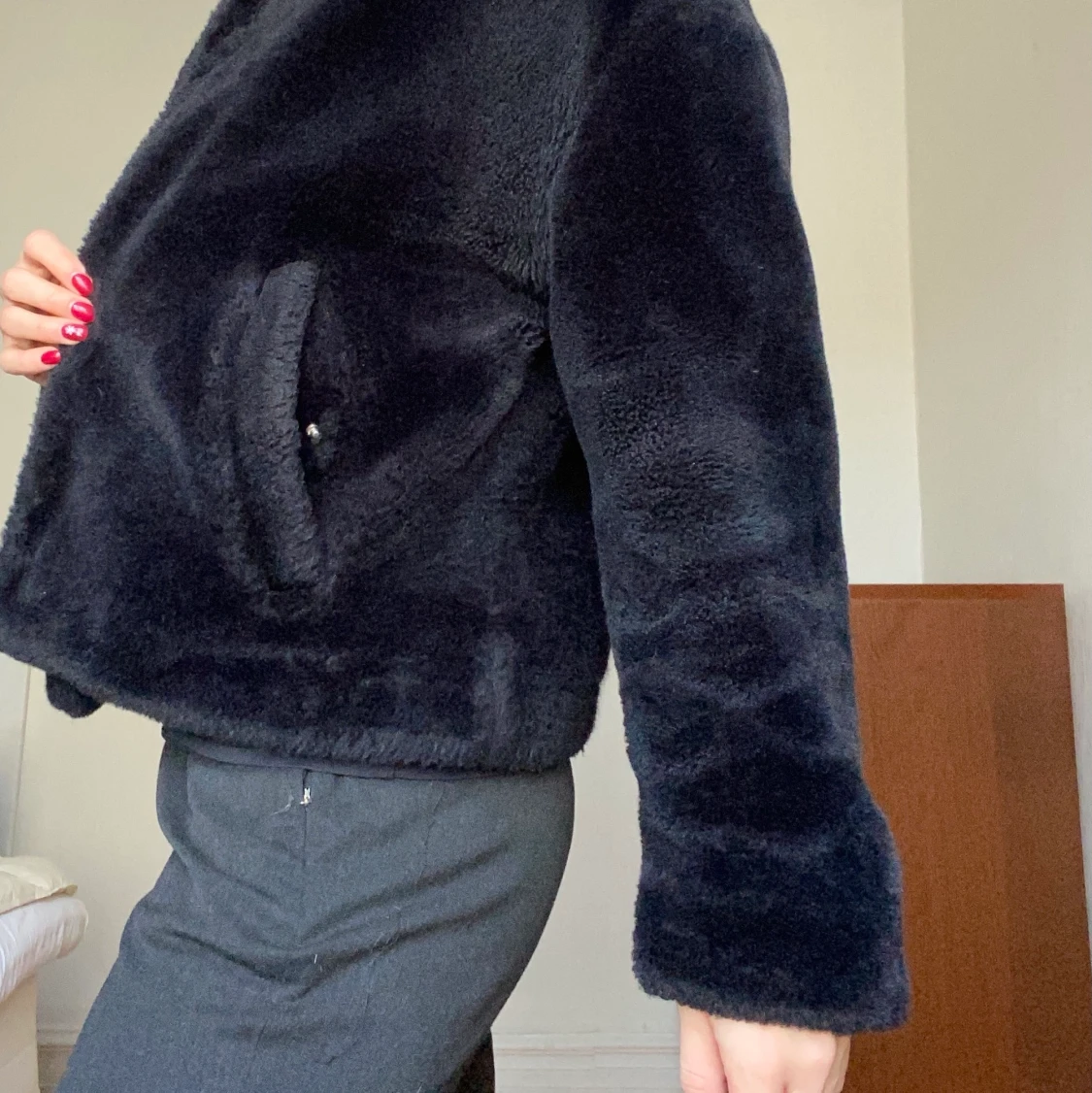 Svart FLUFF jacka 🐻 - 90