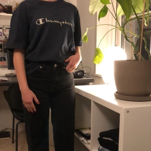 Vintage Champion t shirt - Säljer en vintage Champion t shirt i size Large (som en lite större M), sitter snyggt oversized. Den är i väldigt fint vintage skick och skulle passa bra till ett par ljusa jeans till exempel😎 Din för 150 kr, frakt tillkommer🙌🏼