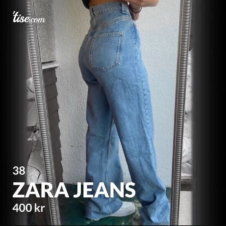 Jättefina zara jeans i storlek 38! Sitter perfekt i längden på mig som är 163🥰  FÖRST TILL KVARN! 250kr + frakt. Jeans & Byxor.