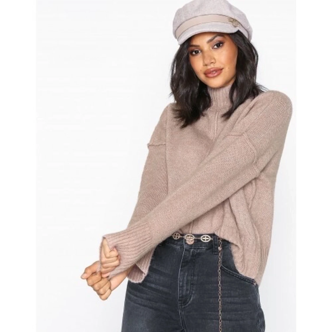 Stickad rosa tröja - 90