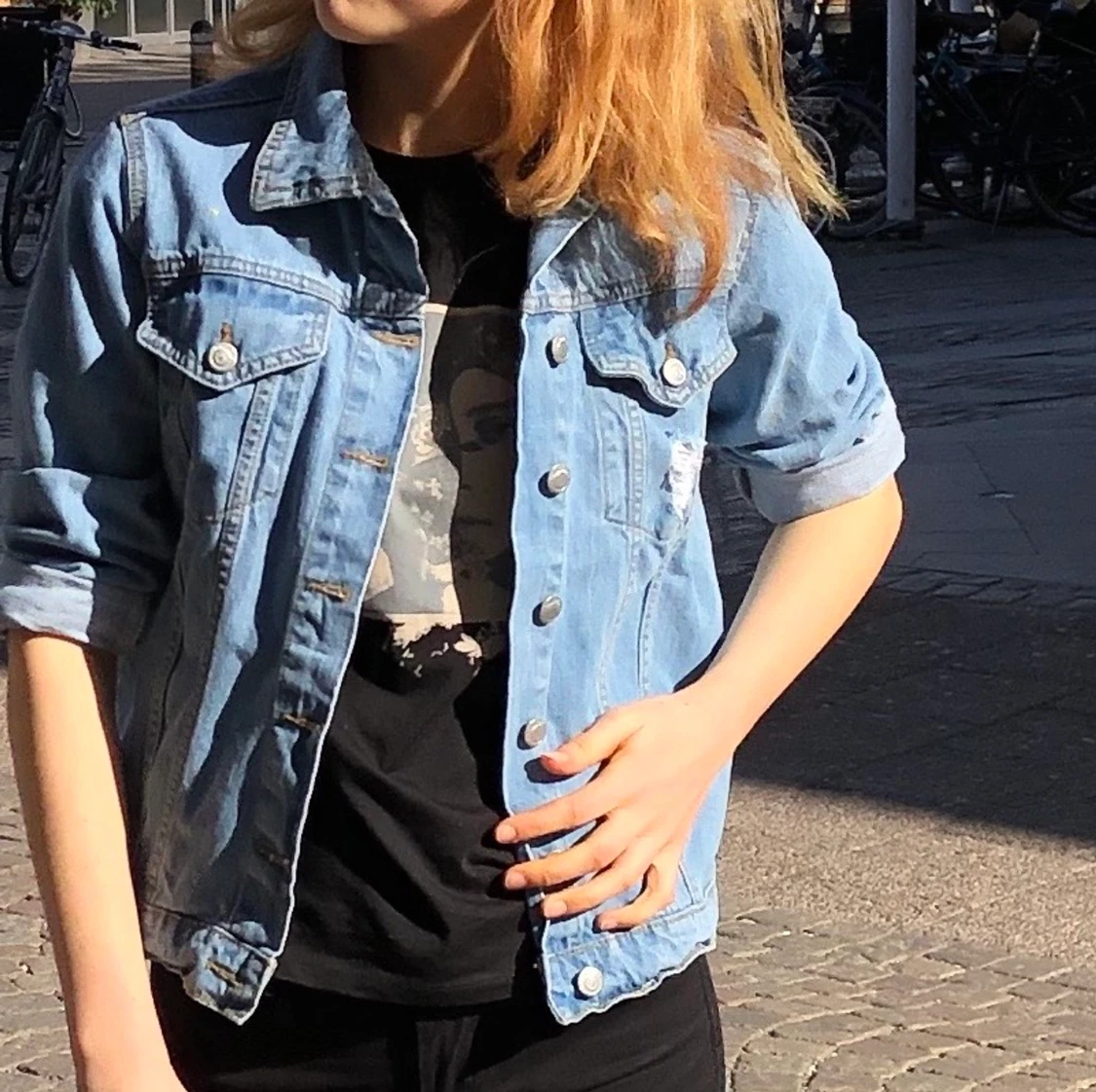 Vintage Jeansjacka Handmålad  - 91