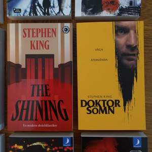 Stephen King's The Shining och uppföljaren Doktor Sömn. Olästa. 100:- för båda. 50:- styck. Köper du en av böckerna, blir frakten blå påse S 45:-.