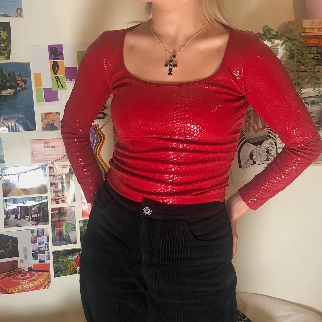 VINTAGE miss sixty röd ormskinn topp - 91