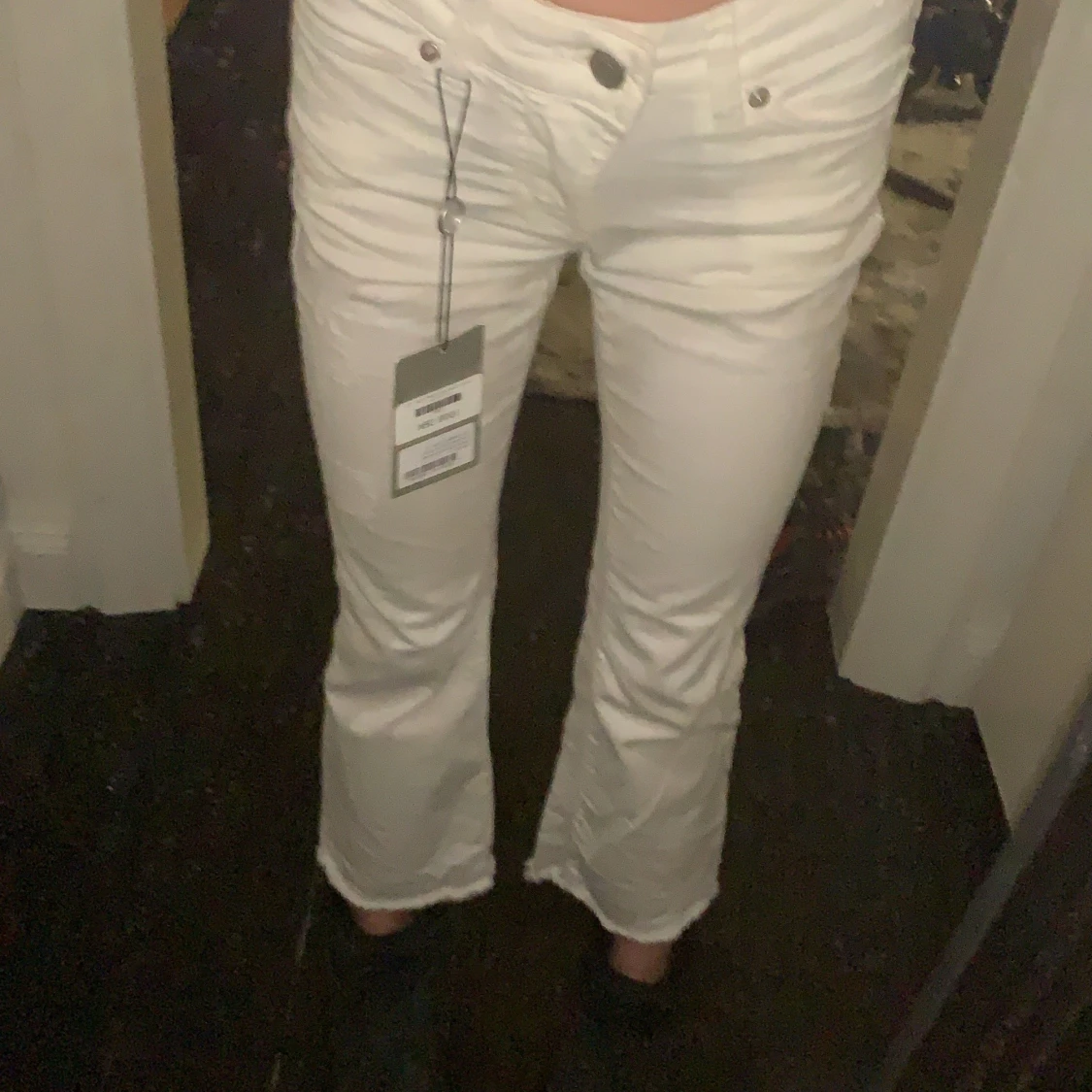 Vita jeans lågmidjade💗 - 90