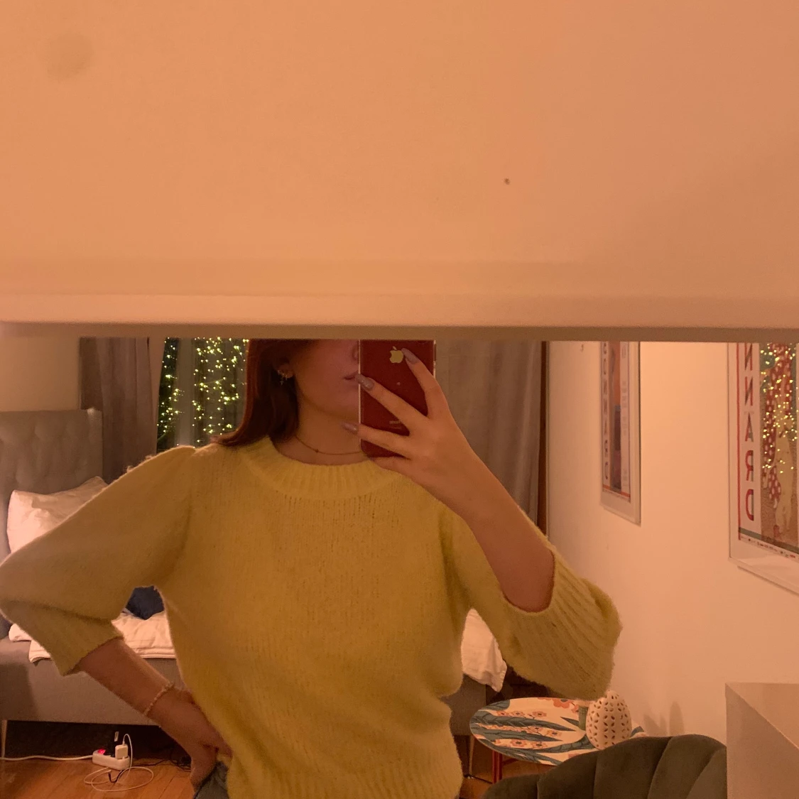 Short Puff Sleeve Knitted Sweater - 90