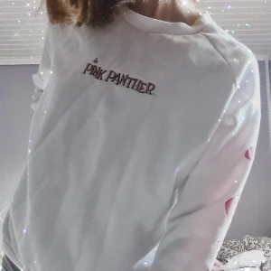 Pink Panther tröja - Mysig tröja med Pink Panther tryck. Använd några gånger och är lite nopprig men forfarande fin♡ Är en M men funkar på mindre också! Köpt i Kroatien i en butik som heter CROPP.