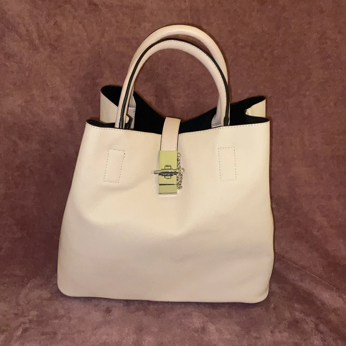 Vintage Beige/ljus rosa handväska. ✨