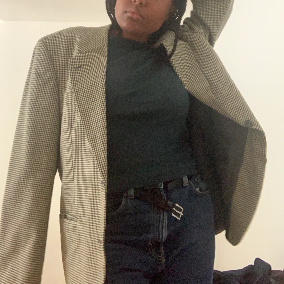 Vintage oversize kavaj med blå detaljer - 91