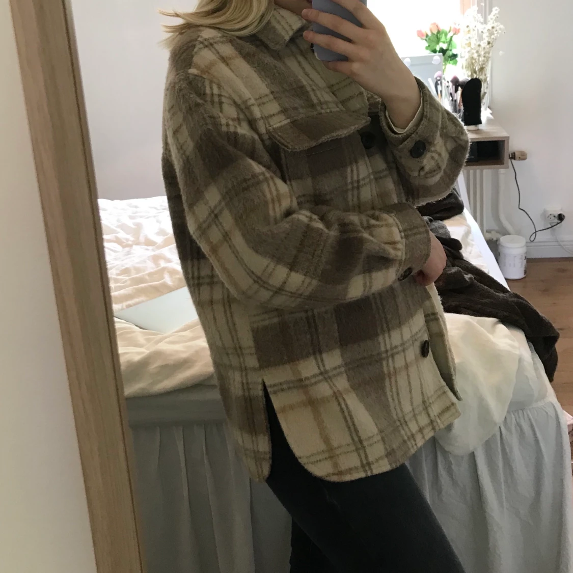 Beige Rutig jacka  - 90