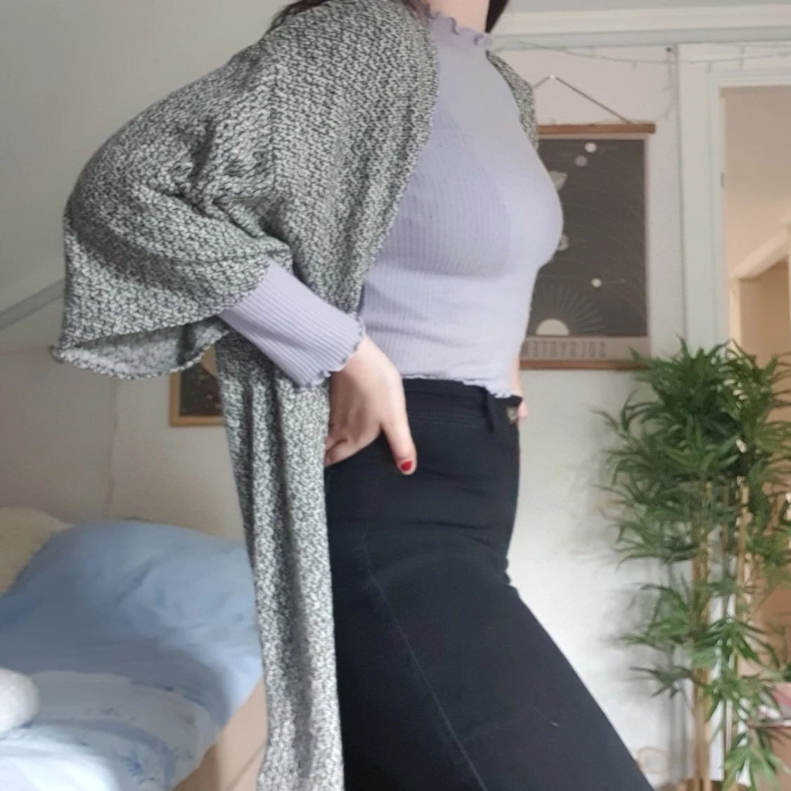 lång grå kofta - 90