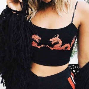  - 🐉 Skit snygg crop top med drakar på, aldrig använd (frakt tillkommer) 🐉