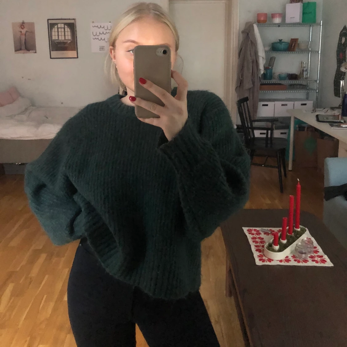 Grön stickad tröja