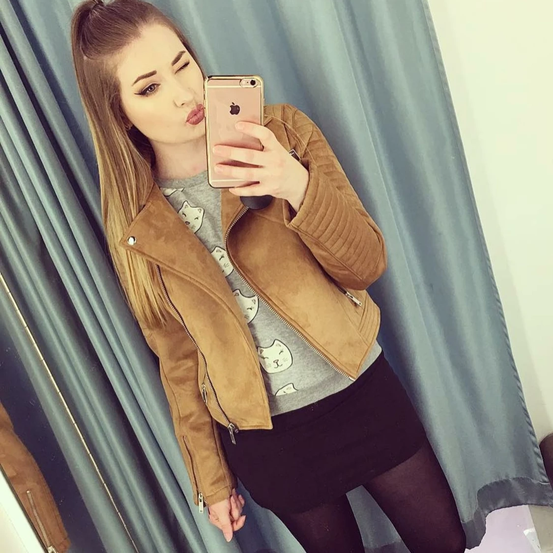 Bikerjacka i fakemocka. Helt ny!