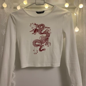 Drakmönstrad tröja från SHEIN  - Hej, jag säljer denna jättesnygga tröjan med drakmonster från SHEIN som är aldrig använd då den var lite för tajt för min smak. Köparen står för frakt ❤️