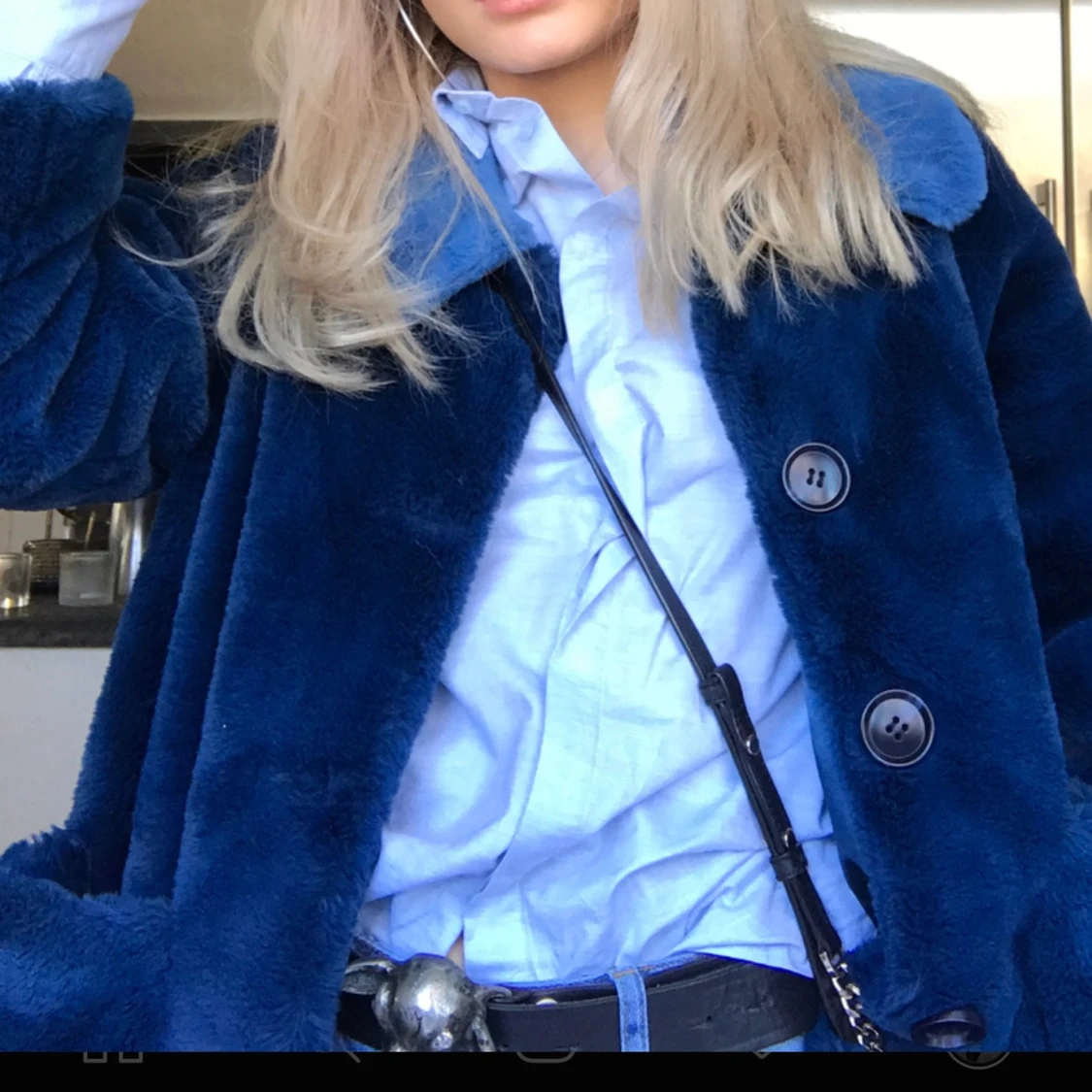 Blå pälsjacka  - 90