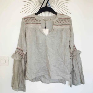  - Vacker blus från ZARA i storleken XS med broderidetaljer samt utsvängda ärmar. Inköpt för 300kr men aldrig använd och har därmed prislappen kvar. Frakt 20kr