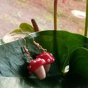 aesthetic mushroom handmade earrings - handmade polymer clay earrings  🍄                                      shipping in Sweden is 15kr, if you live outside Sweden dm me first so we can check that out :) 