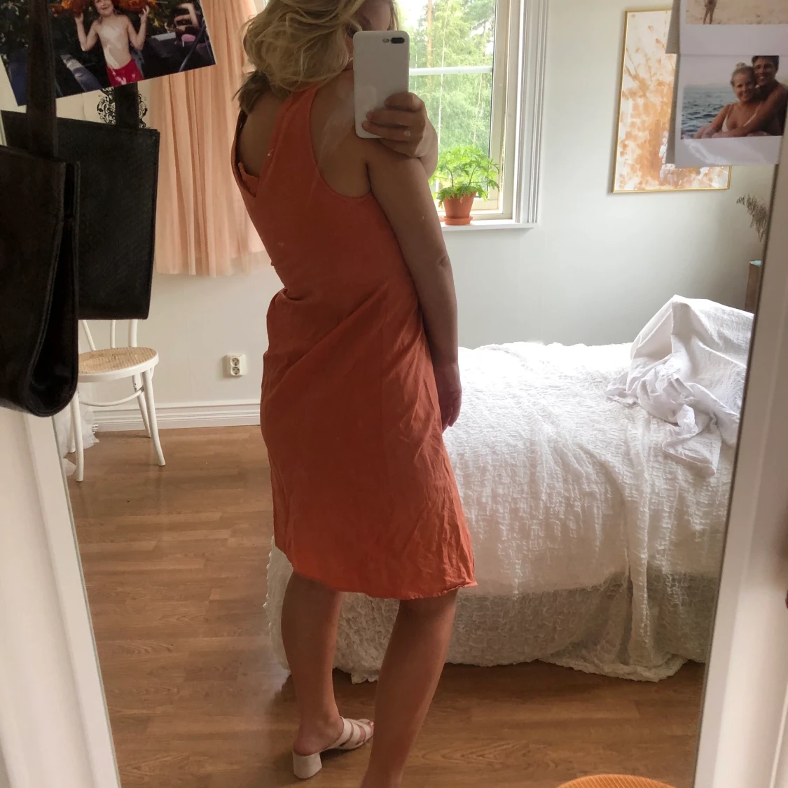 Korall linneklänning - 91