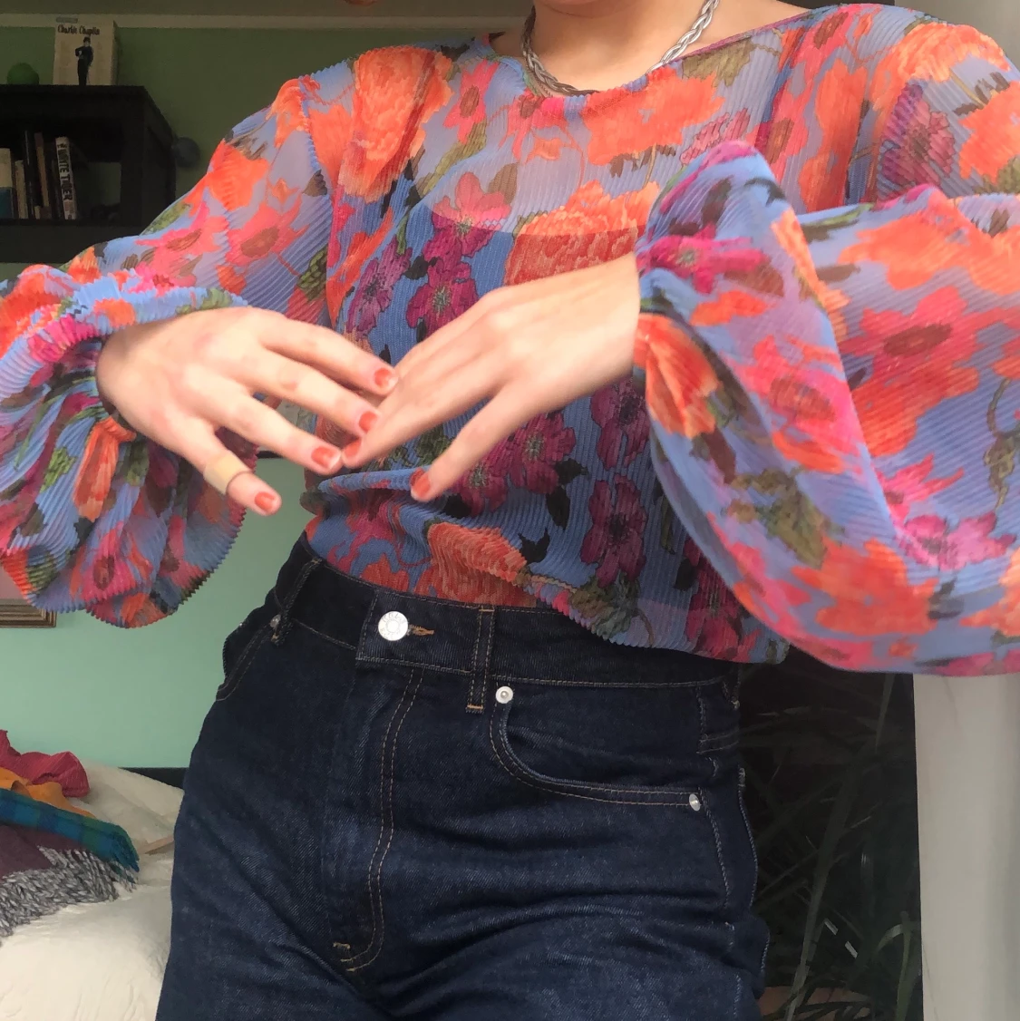 Blus med vida armar - 90