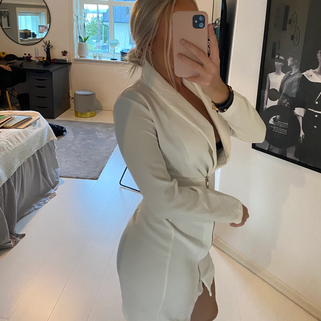 Vit Kavajklänning med dragkedja  - 90