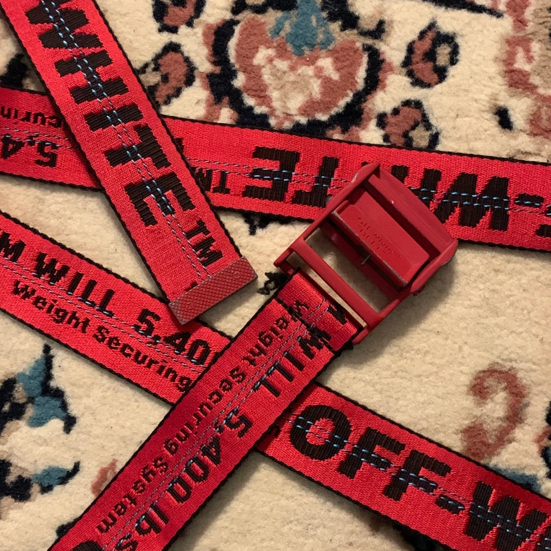 Äkta rött Off-White industrial bälte - 90