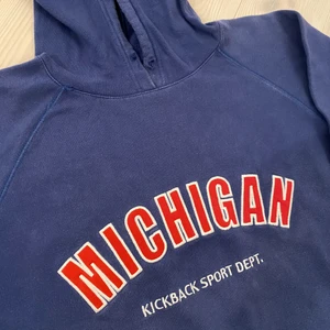 Vintage hoodie - Blå färg, storlek L och använd men i ganska bra skick, se bilder. Priset är 350kr + frakt! 