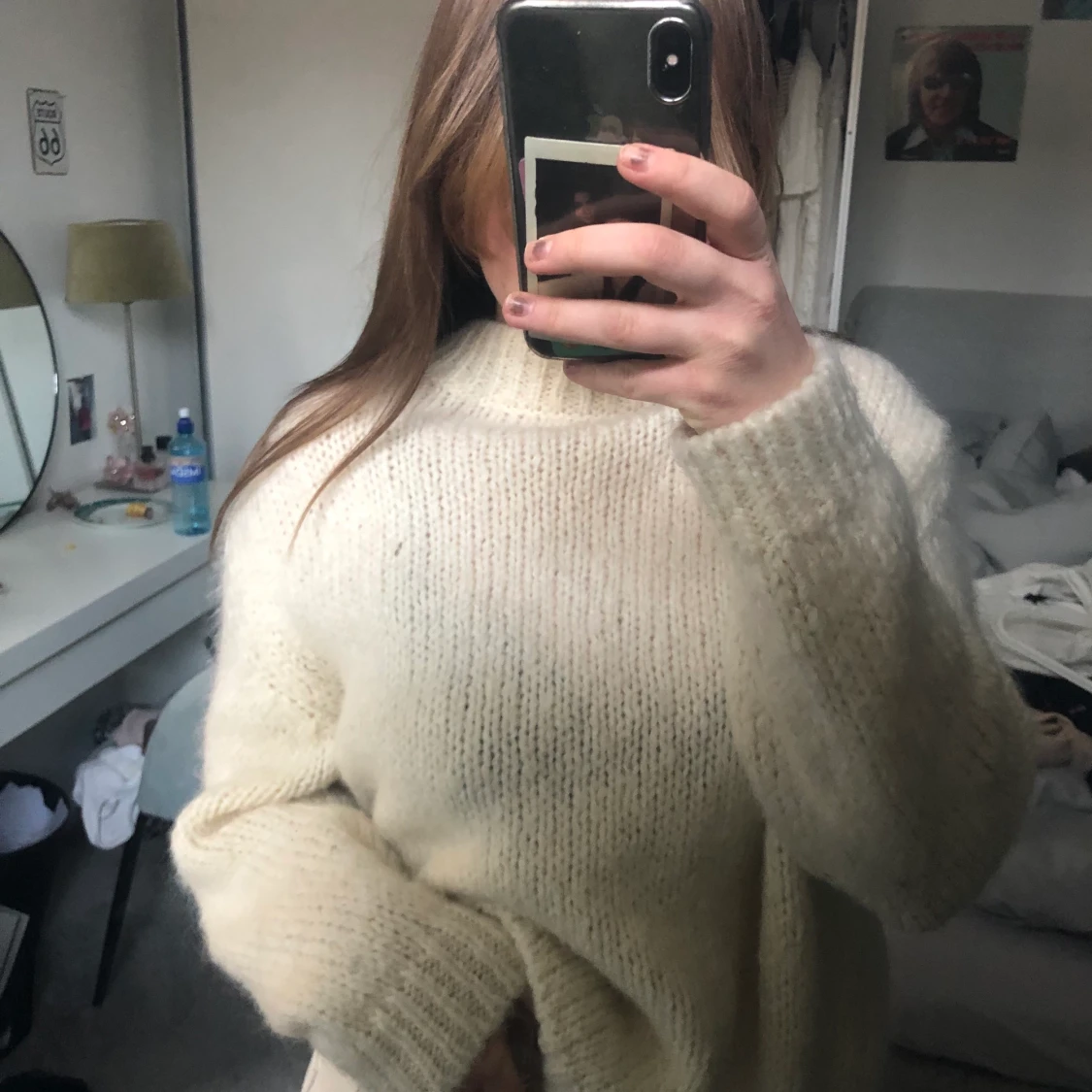 Stickad vit tröja  - 90