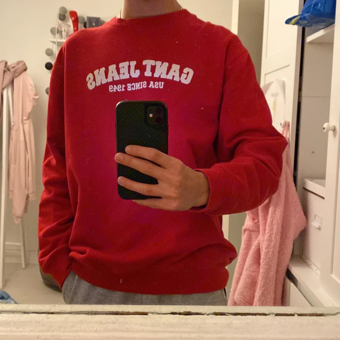 Gant crewneck strlk M röd