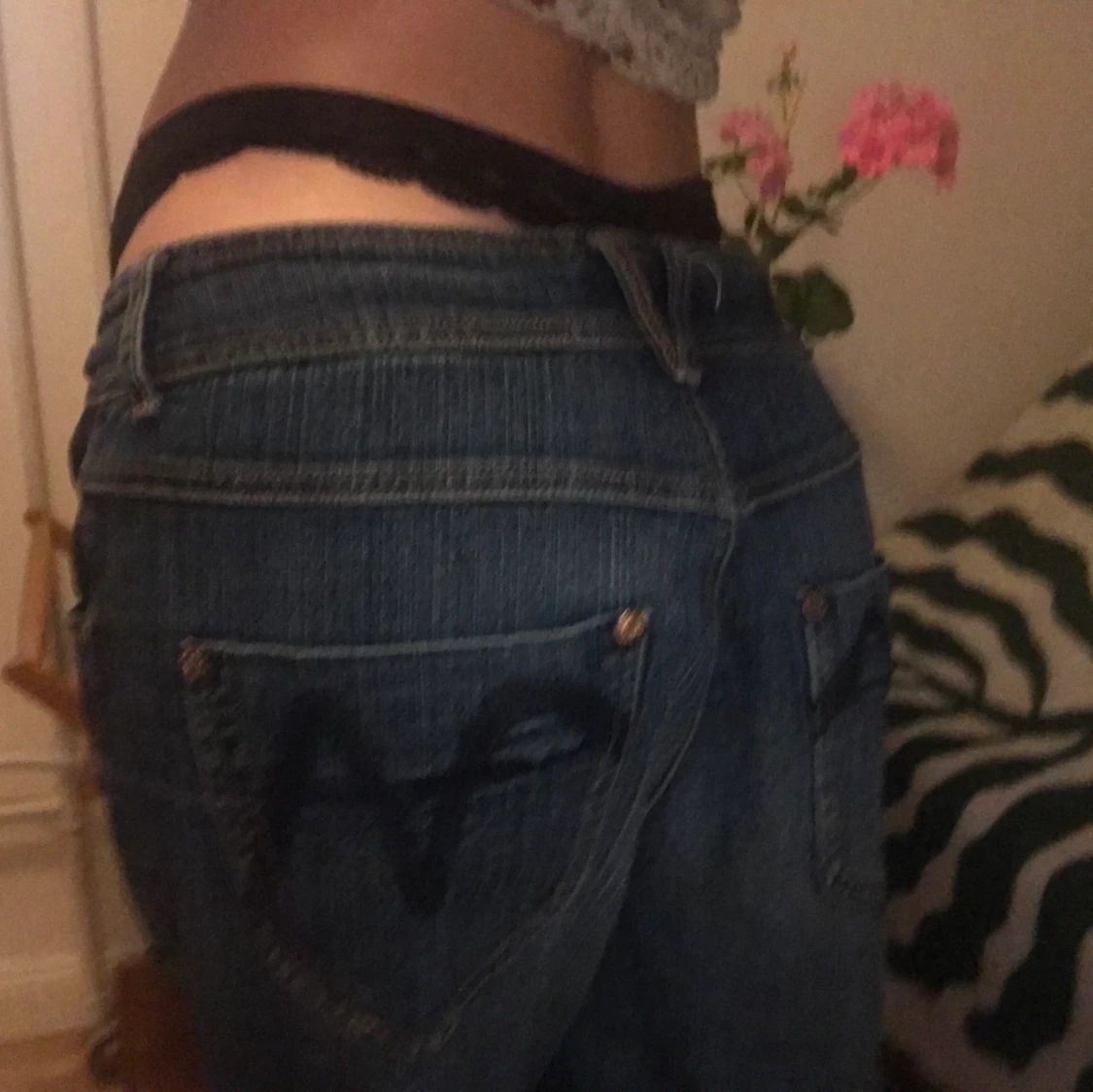 Blå baggy lågmidjade jeans - 90