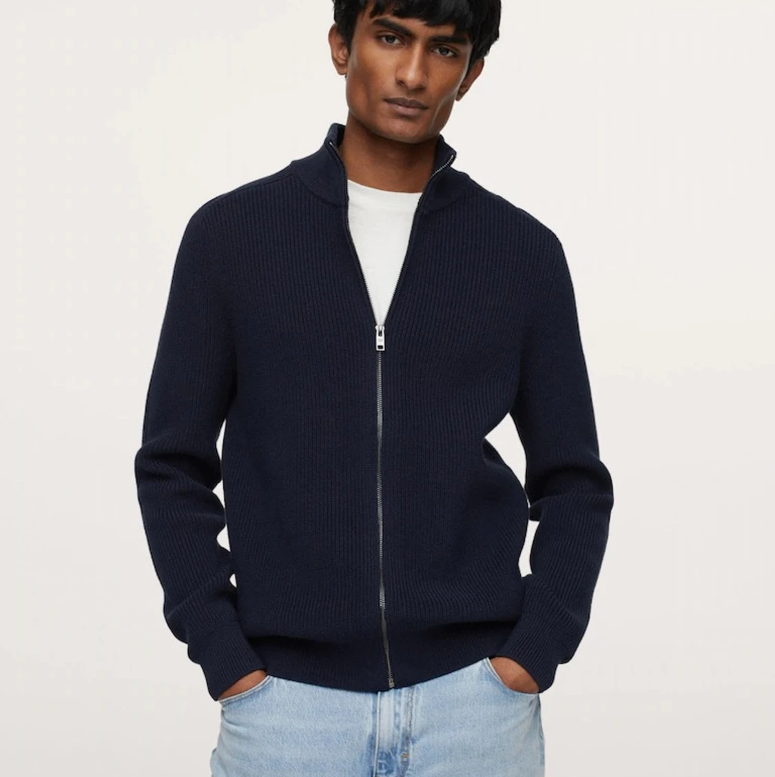 Ribbad Cardigan med Perkinskrage - 91