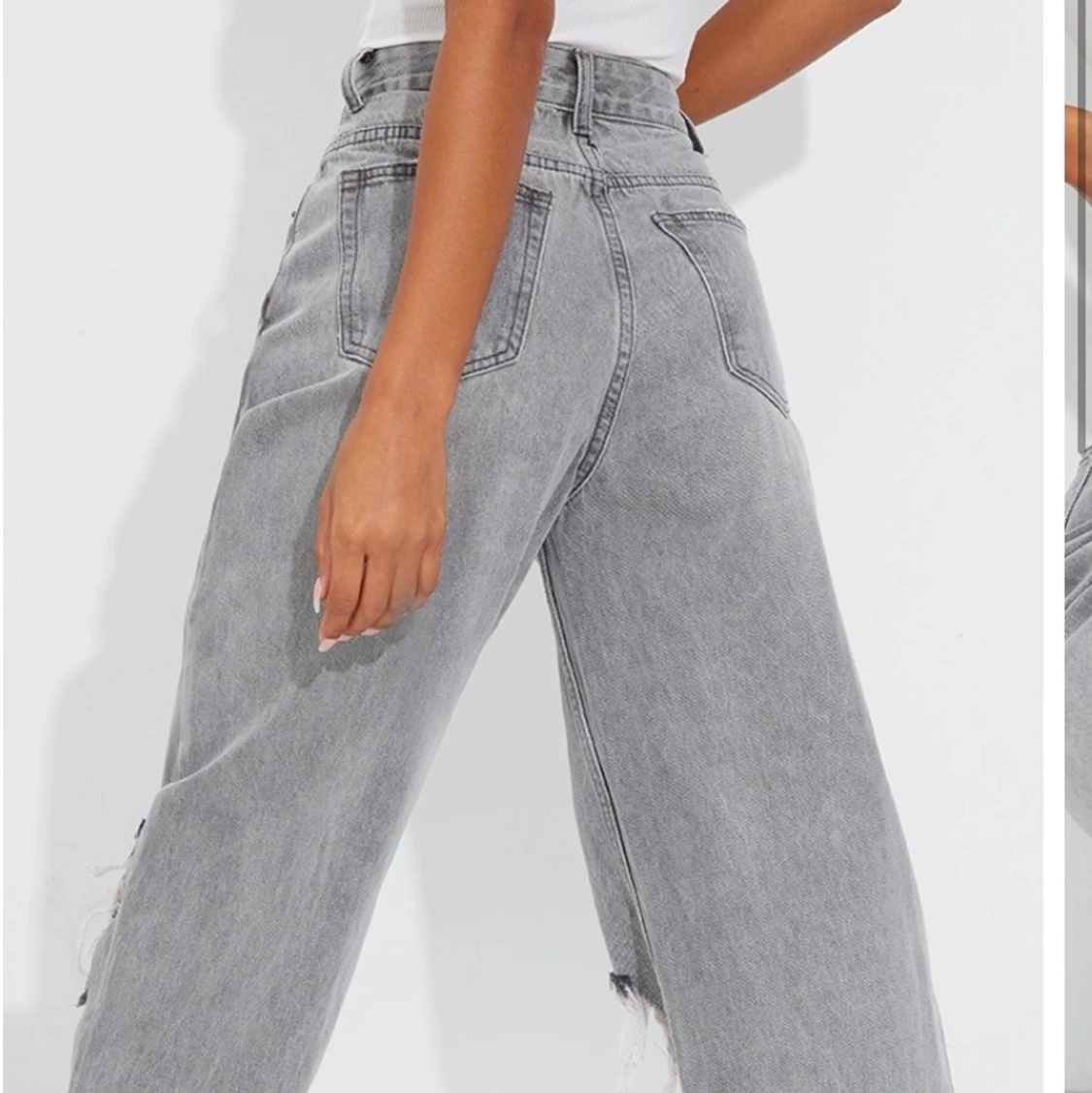 Grey ripped boyfriend jeans - 91