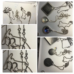 Äkta silver halsband med hänge  - Äkta silver halsband med hänge. Alla kedja är stämpelat alla är fint skick 200kr /st plus frakt. Filmar alltid när jag postar. Köp vid fler .. 3 för 500kr. Första bildens hänge är teen 